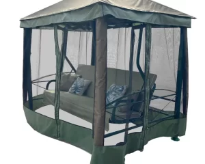 Садовые качели шатер Сиеста Премиум зеленый 4-х местные с москитной сеткой нагрузка 380 кг