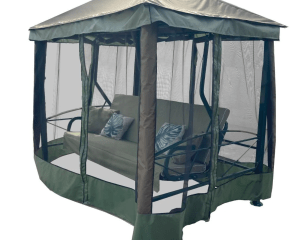 Садовые качели шатер МебельСад Сиеста Премиум зеленый 4-х местные с москитной сеткой нагрузка 380 кг