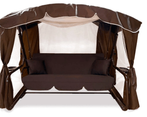 Садовые качели LetoLux Торонто (шоколад), 3-х местные, с москитной сеткой, до 480 кг, 250х145х190 см