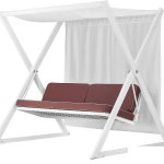 Качели садовые ПИК Сакура 231,5х150х191 каркас - белый, тент белый, сиденье коричневый 014