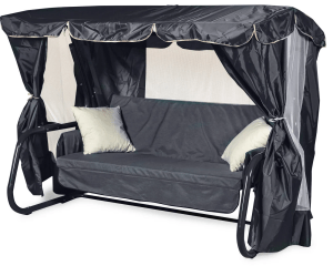 Садовые качели LetoLux Торнадо Premium (графит) , 3-х местные, с москитной сеткой, 215х147х170 см, до 480 кг