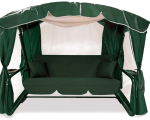 Садовые качели LetoLux Торонто Люкс Плюс (зеленый), 4-х местные, с москитной сеткой, до 450 кг, 281x145x196 см