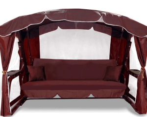 Садовые качели LetoLux Сингапур (бордо) 278x150x197 см, 4-х местные, с москитной сеткой регулируемая спинка, до 700 кг