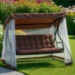 Качели садовые ПИК Лючия 004 Шоколад + матрас ШОКОЛАД 211х154,3х160